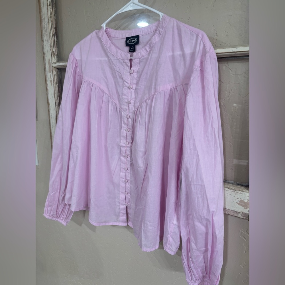 Light Pink Button-Front Women's Blouse